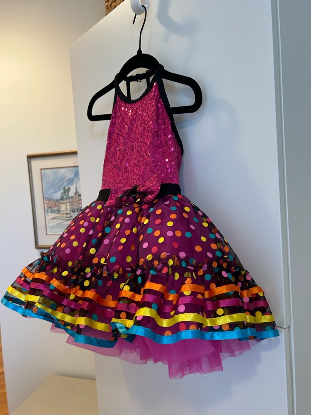 Revolution Hot Pink Sequin Polka Dot Performance Tutu Dance Dress - Size SC - Picture 5 of 14